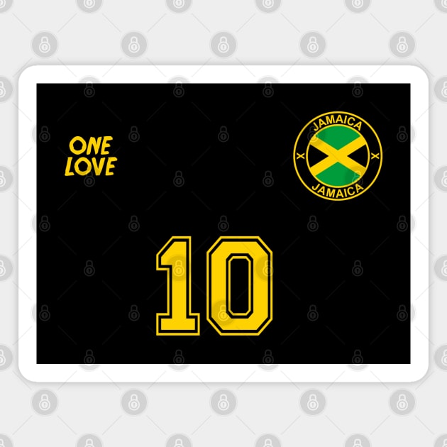 Jamaica National Football Team Soccer Retro Jersey Number 10 - One Love Magnet by A World Of Football (Soccer)